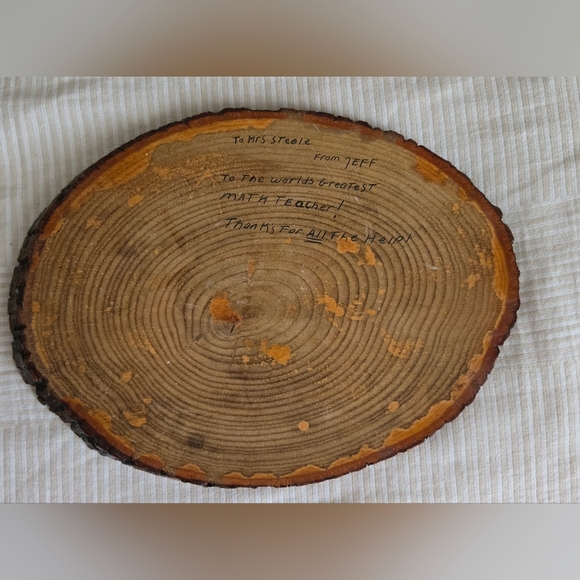 Vintage Handmade Nautical Wood Slice Etched Ship Art Wood Burning Ocean - Picture 9 of 10